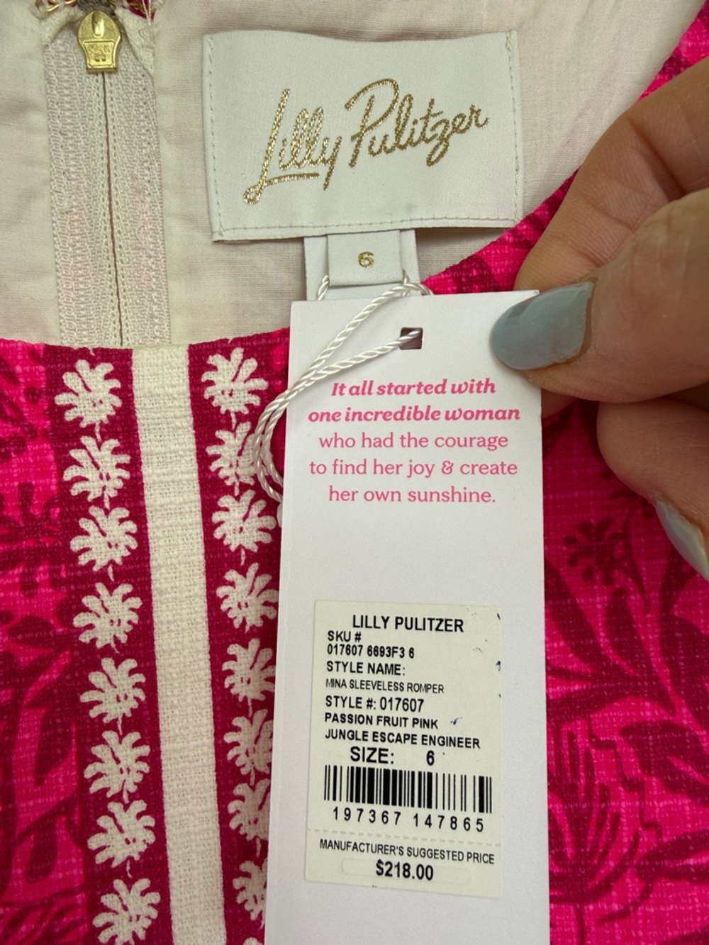 NWT Lilly Pulitzer Mina Sleeveless Romper-Passion Fruit Pink Jungle Escape Sz 6 - Picture 3 of 14